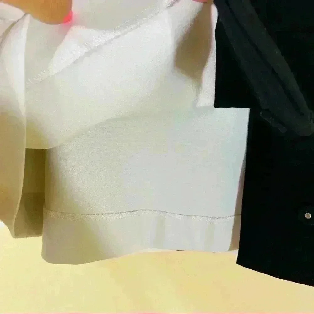 Diane Von Furstenberg Black/White Pleated Geometric Thick‎ Band Lined Mini Skirt - Picture 13 of 16
